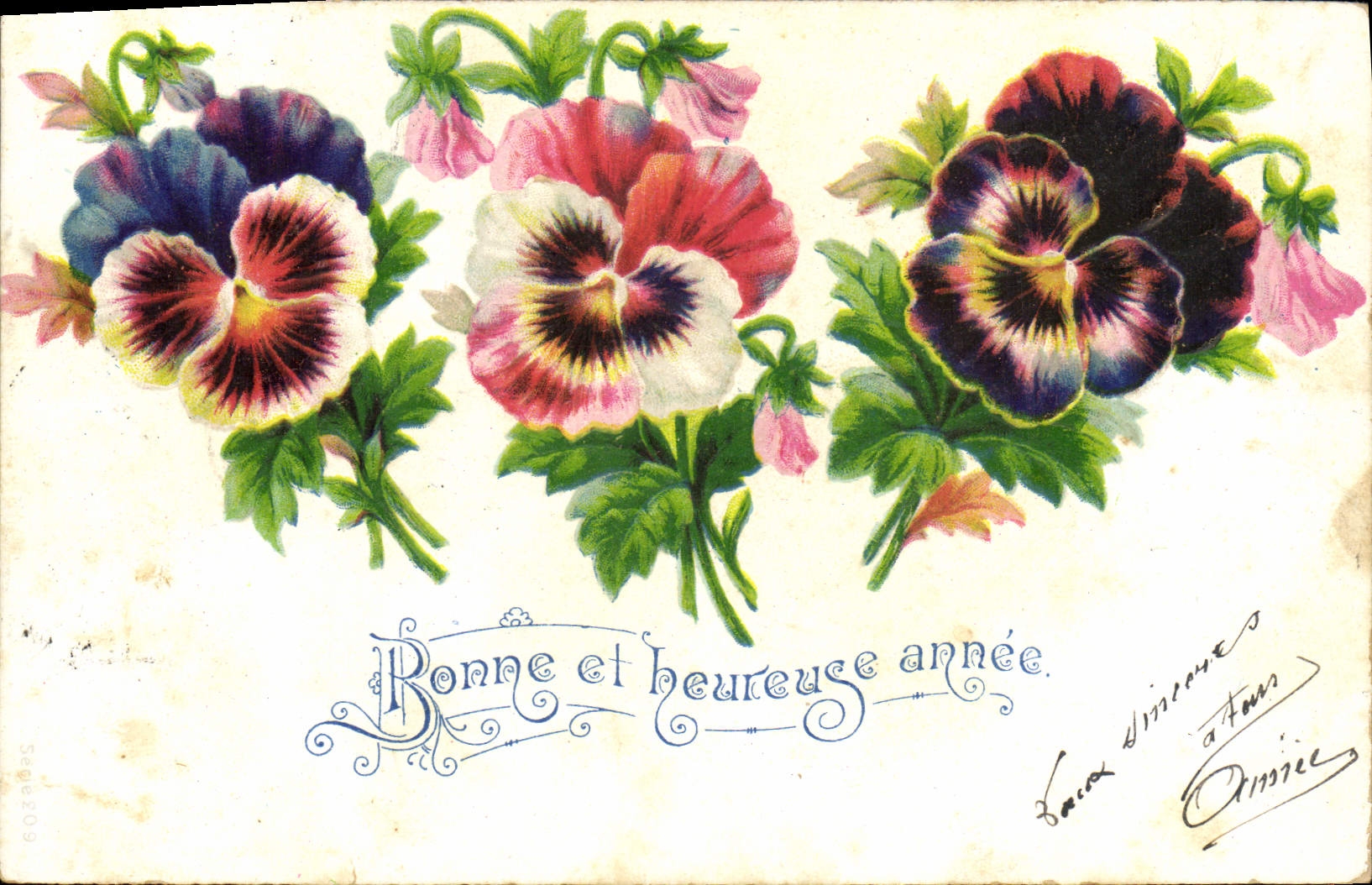 CPA Bonne Et Heureuse Annee Fleurs