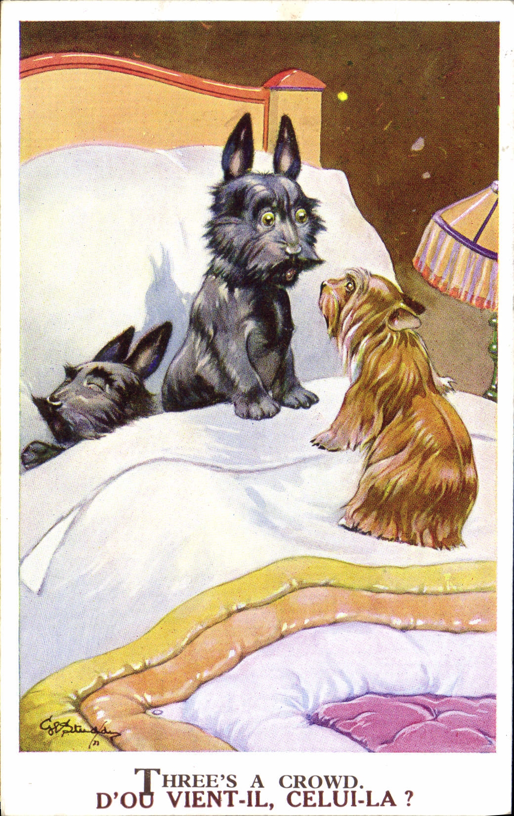 CPA Three's A Crowd d'Ou Vient il celui la Chien Chiens 