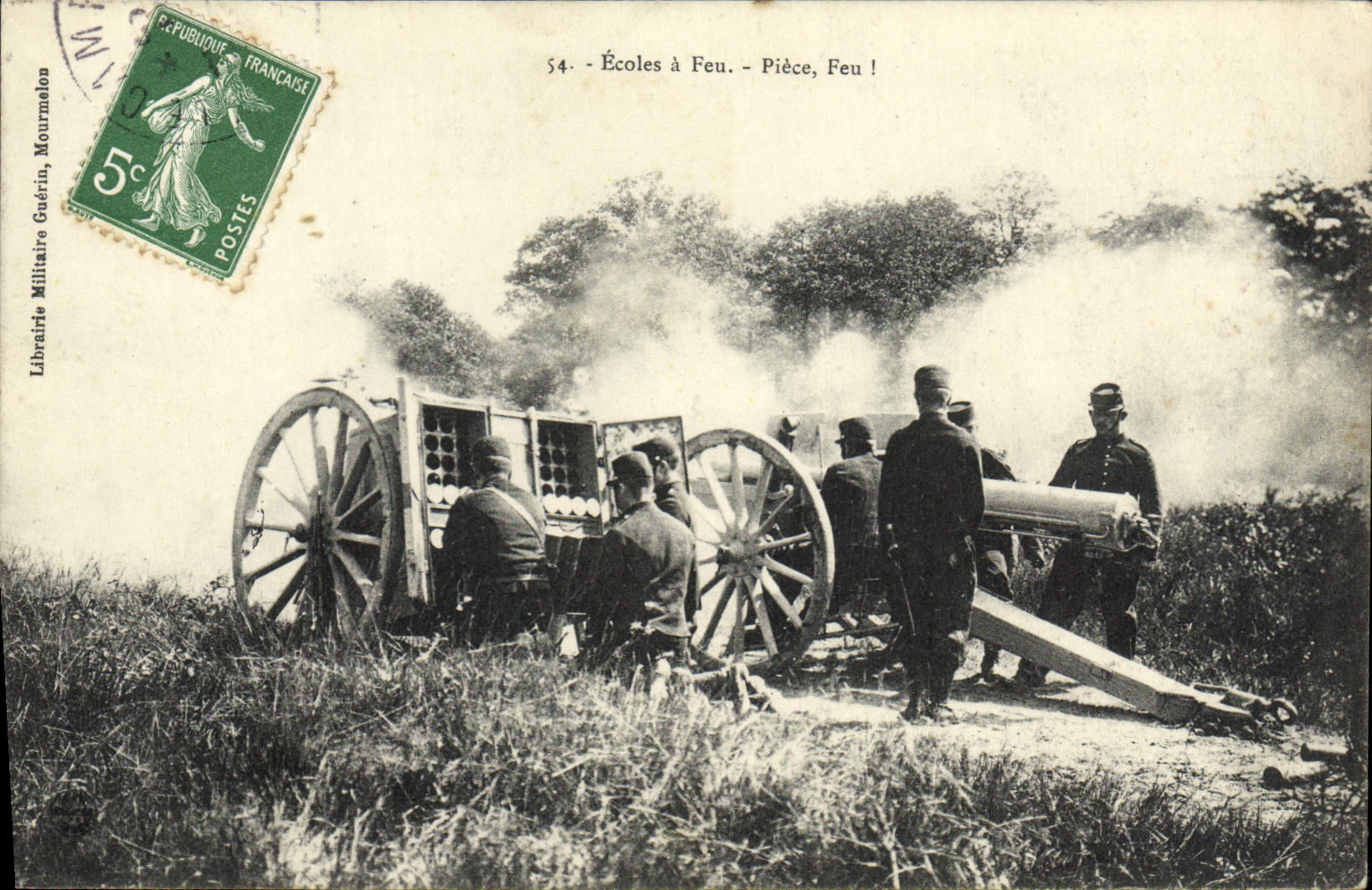 La POSTAL Ecoles de la VENDIMIA tiene fuego Canon Militaria de la pieza del fuego