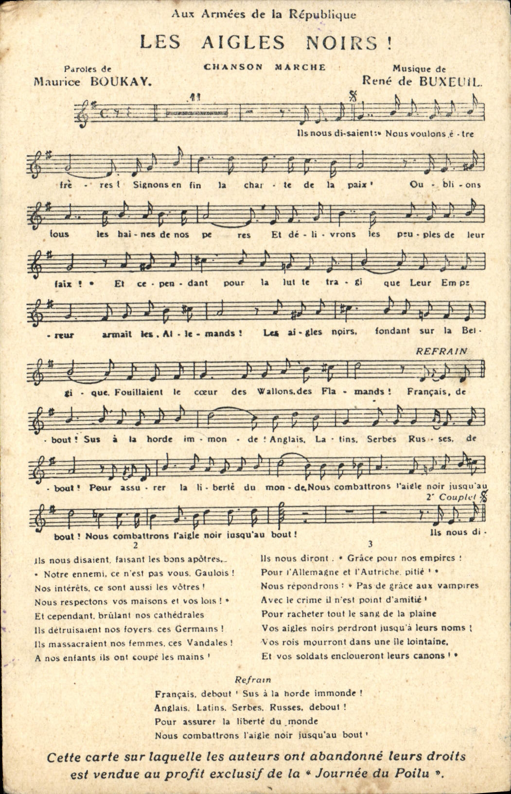 VINTAGE POSTCARD the Black Eagles Song Goes Militaria