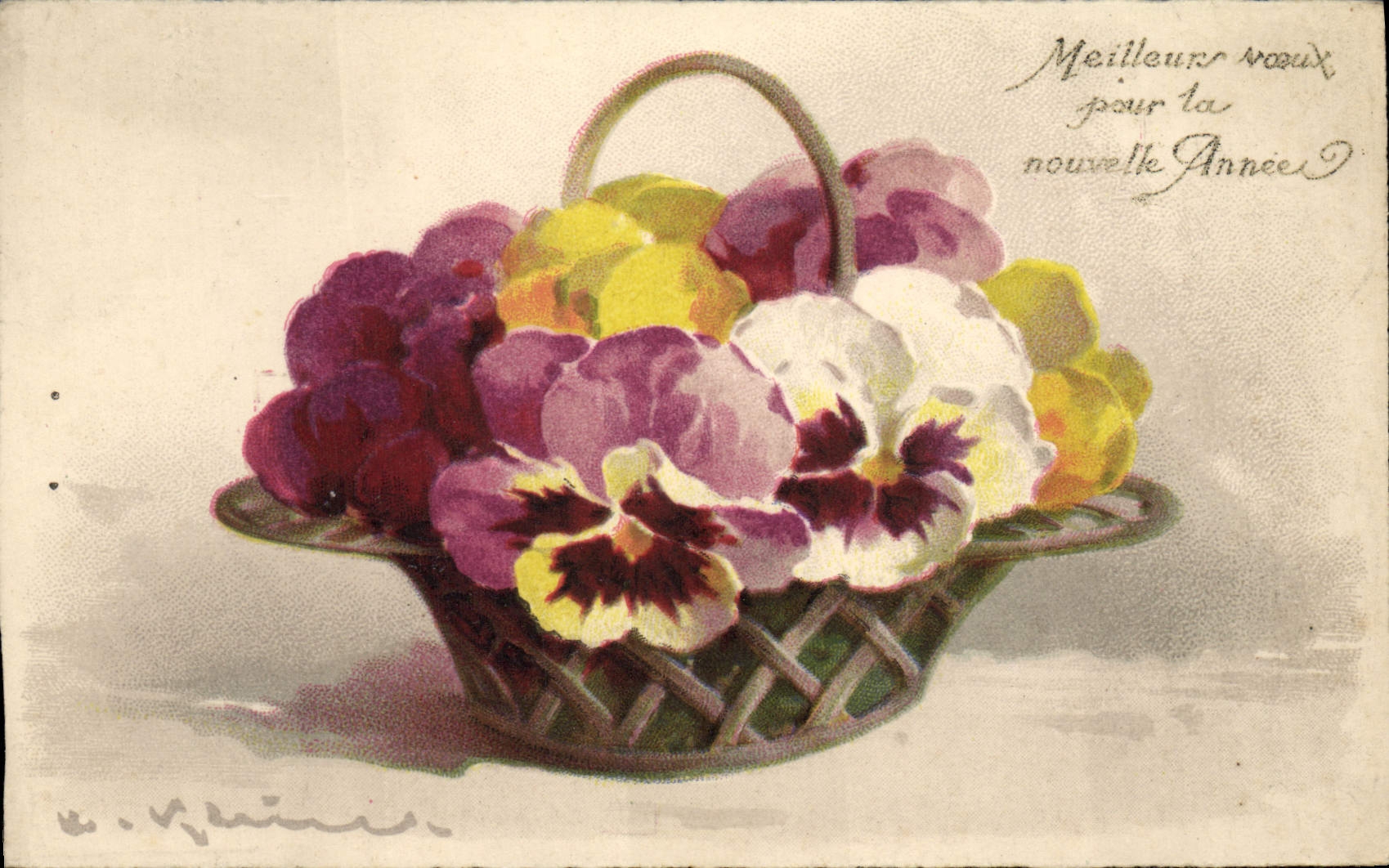 VINTAGE POSTCARD Better Noeux For the New Year's Day Flowers