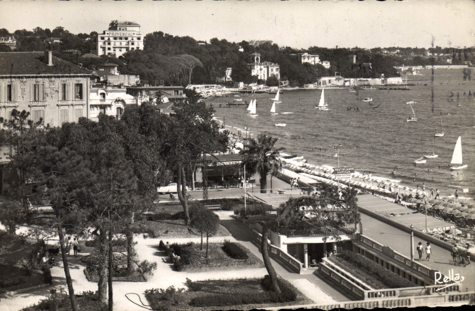 VINTAGE POSTCARD the Dimension of Juan Azure Pines Overall picture With the Beach Of the Large Pine And the Of Provence one