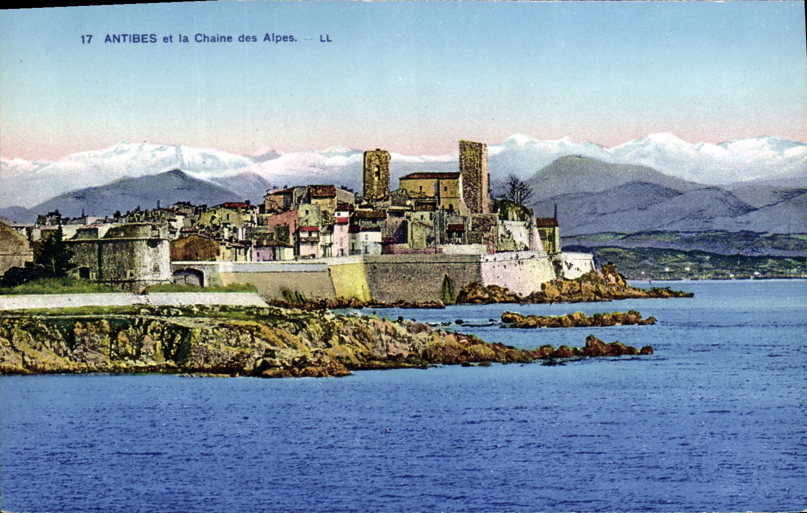 VINTAGE POSTCARD Antibes And the Alpine range