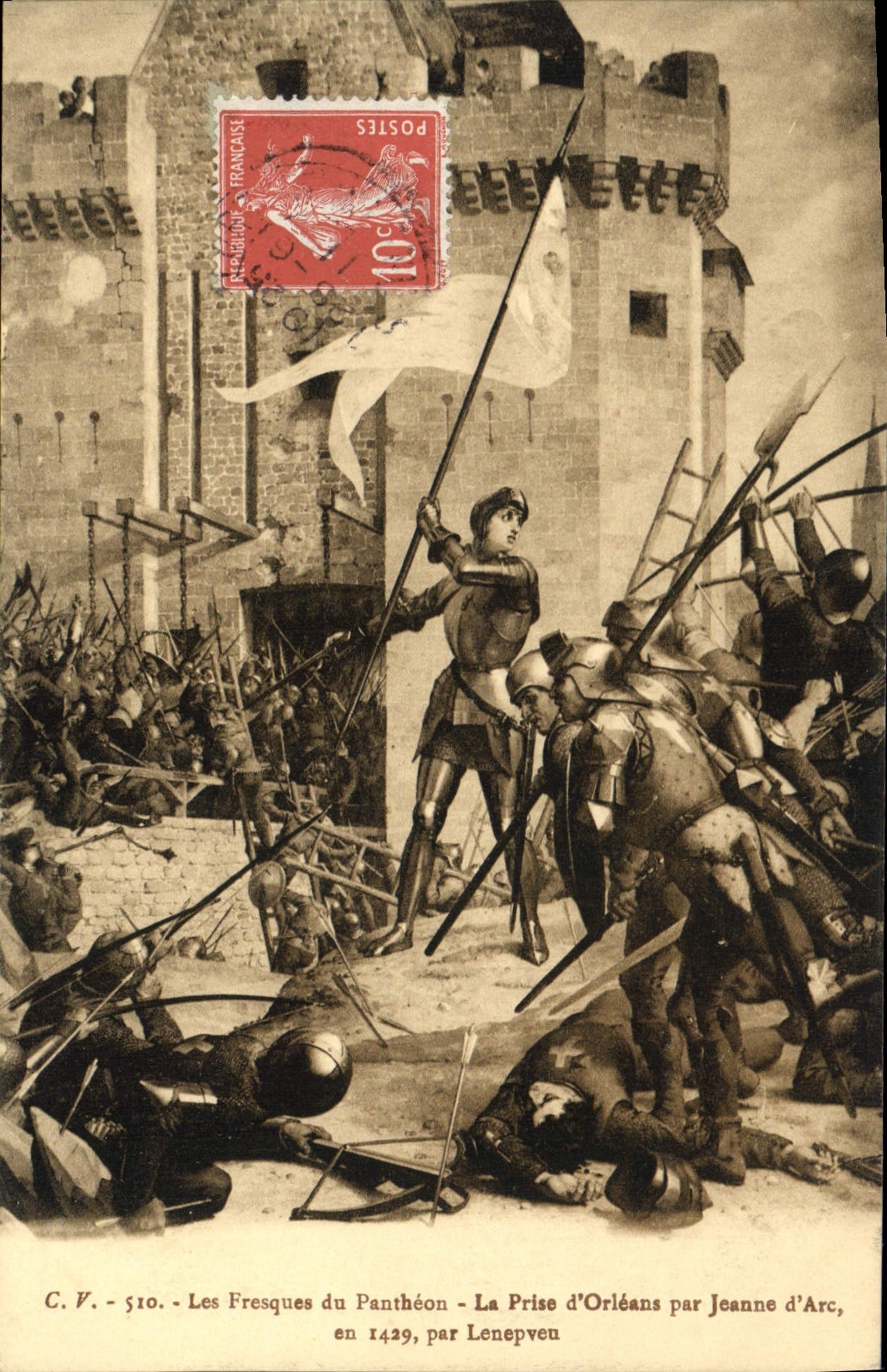 CPA Les Fresques Du Pantheon La Prise d'Orleans Par Jeanne d'Arc Lenepveu