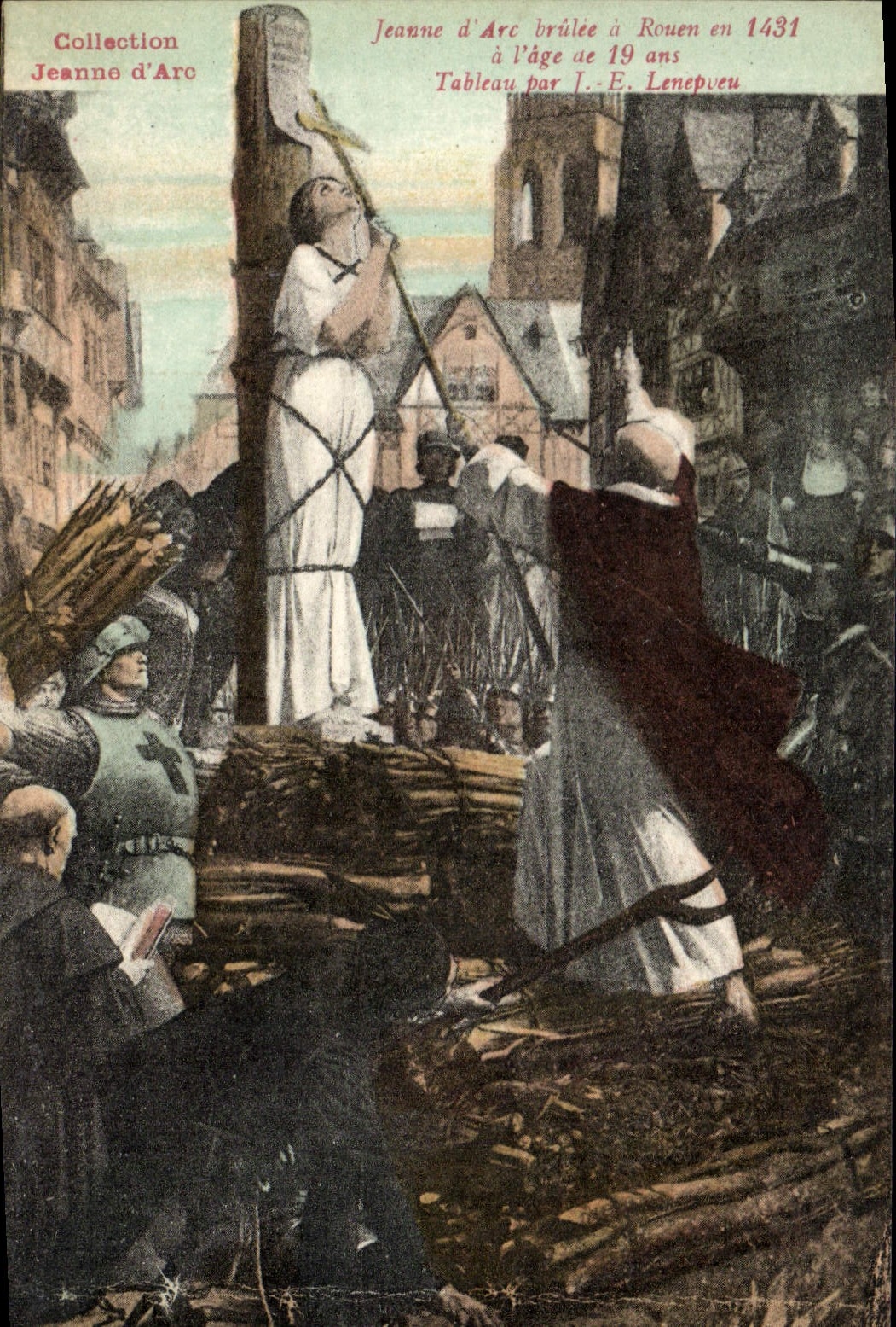 VINTAGE POSTCARD Collection Jeanne d' Arc Brulee has Rouen in 1431 Lenepveu