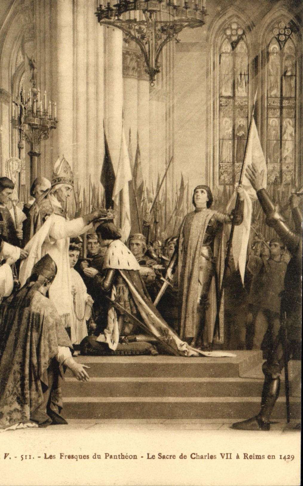 CPA Les Fresques Du Pantheon Le Sacre De Charles VII a Reims en 1429