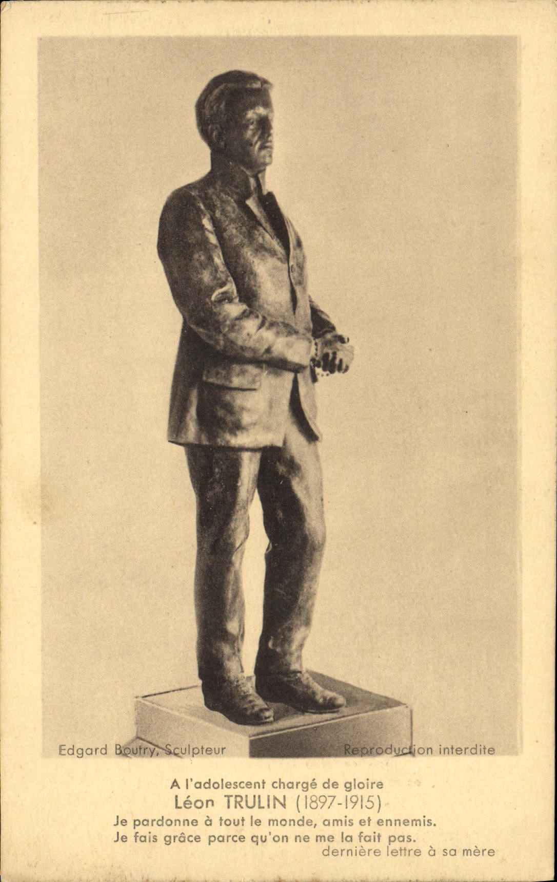 POSTAL Leon Trulin 1897 de la VENDIMIA 1915 Militaria