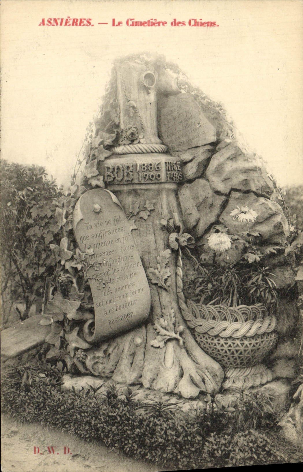 VINTAGE POSTCARD Asnieres the Cemetery Of the Bob Dogs