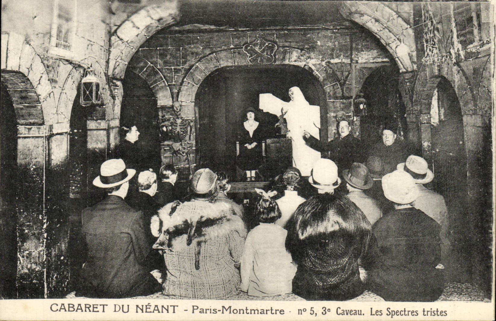 VINTAGE POSTCARD Cabaret Of Nothing Paris Montmartre Vault Sad Spectra
