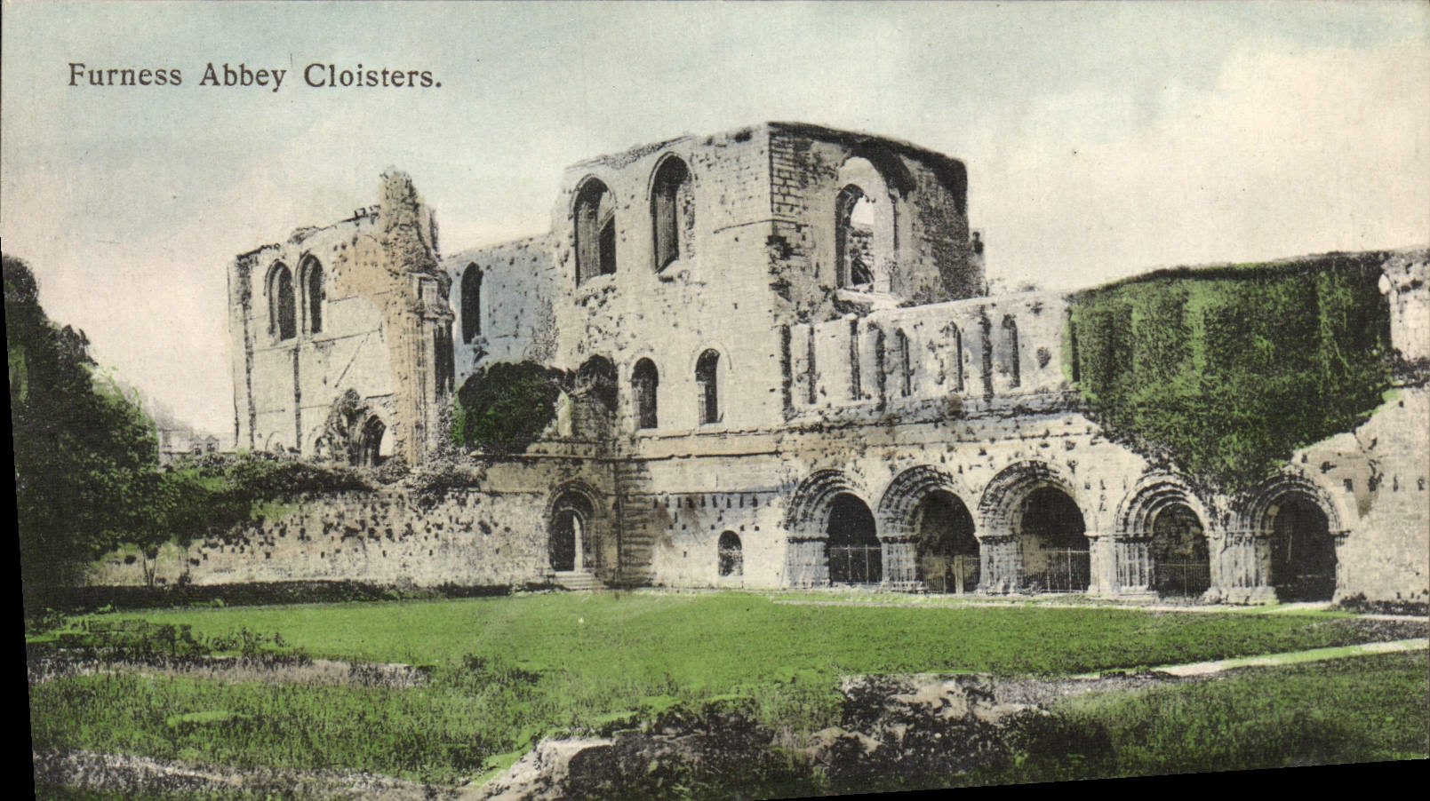 VINTAGE POSTCARD Furness Abbey Cloisters