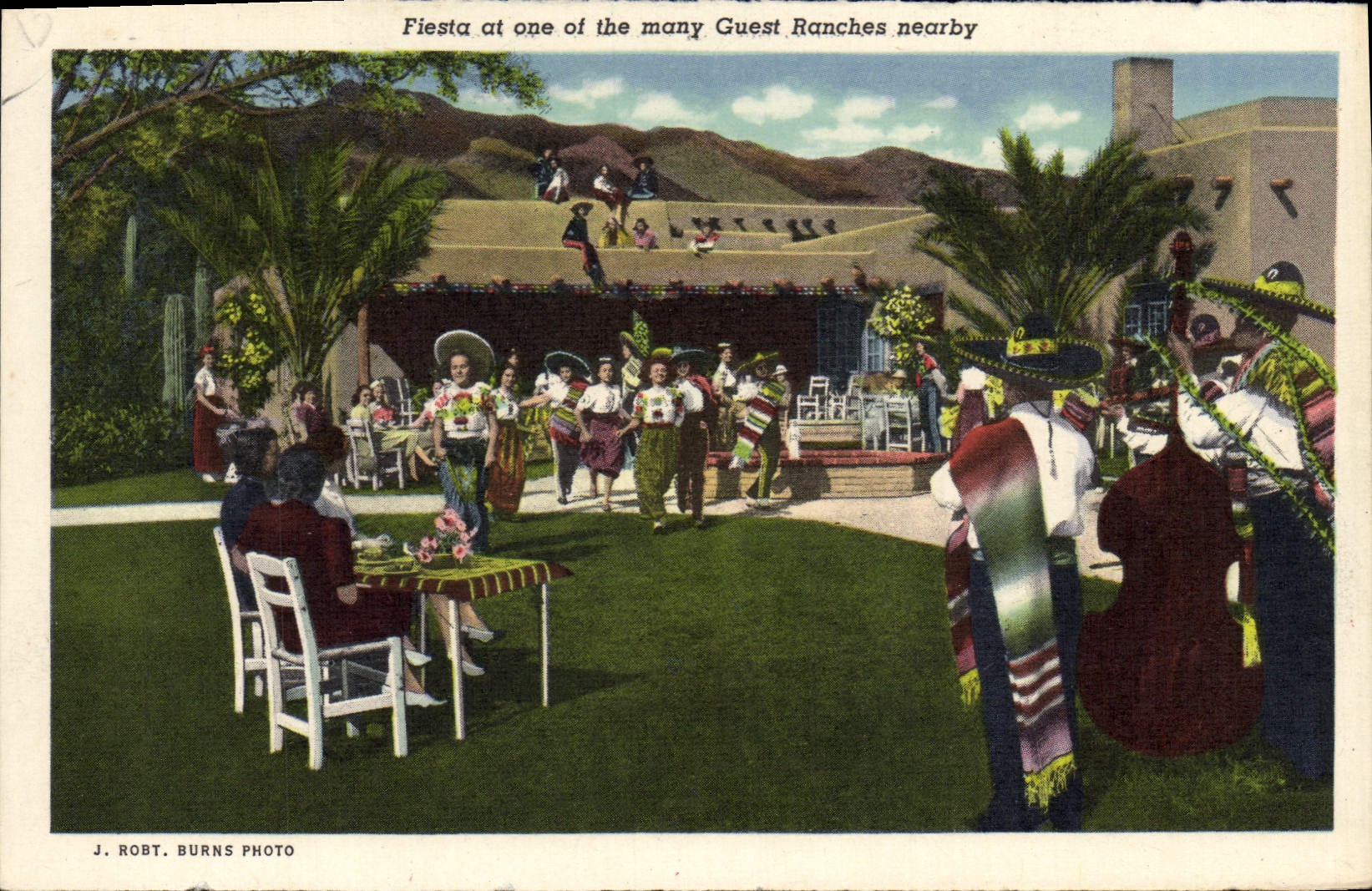 VINTAGE POSTCARD Fiesta At one Off The Many Guest Ranches Nearby Southern Pacific Deposit