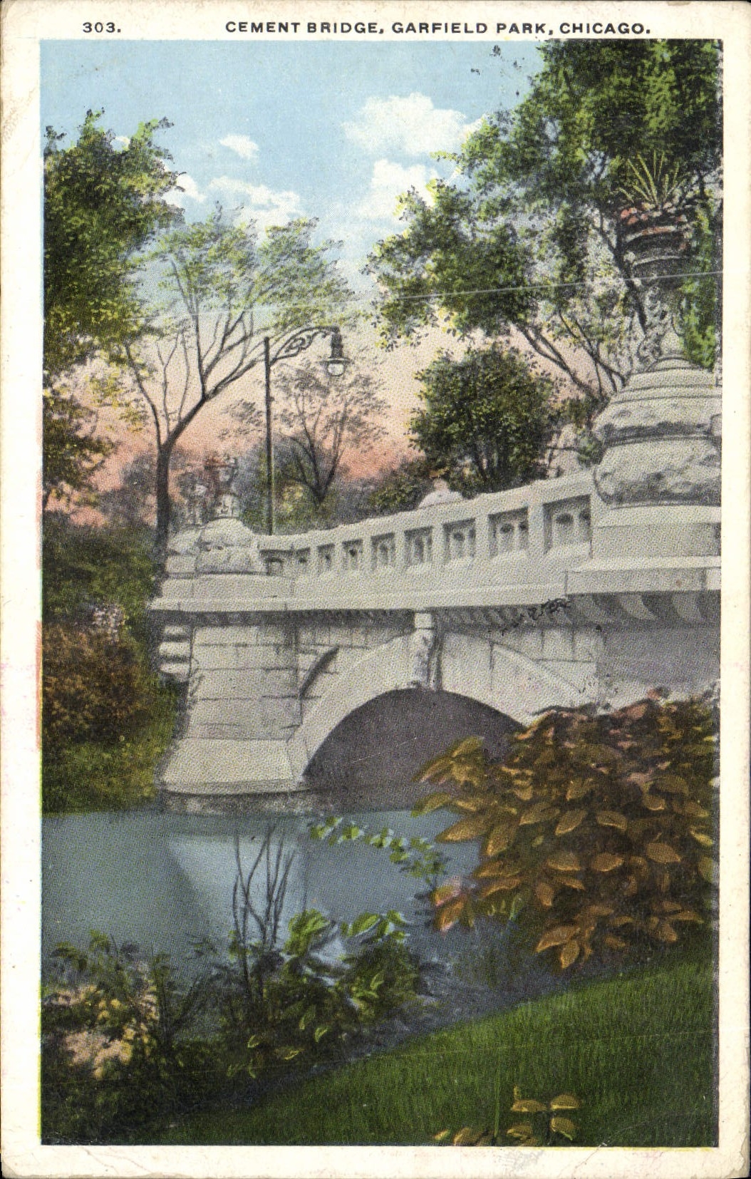 VINTAGE POSTCARD Cement Bridge Garfield Park Chicago