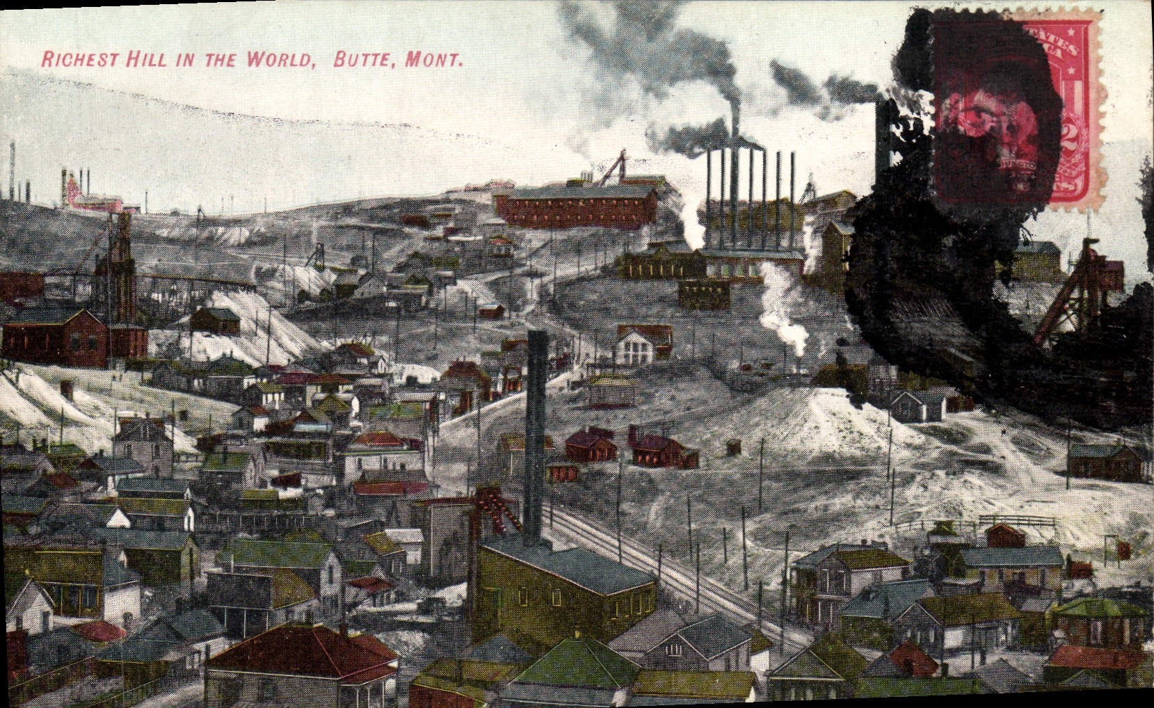 VINTAGE POSTCARD Richest Hill in the world Hillock Mount