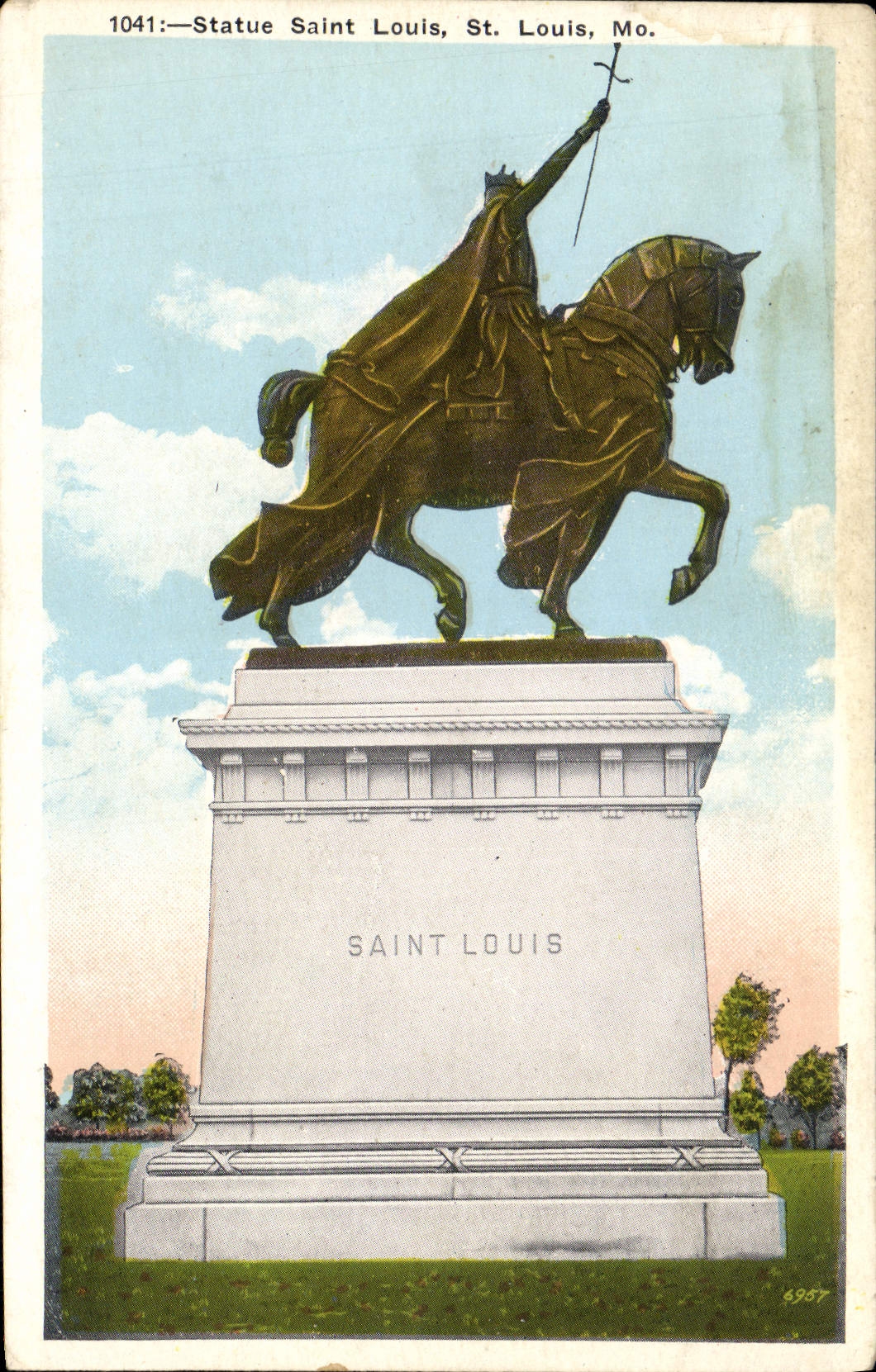 POSTAL estatua St. Louis St. Louis MES de la VENDIMIA