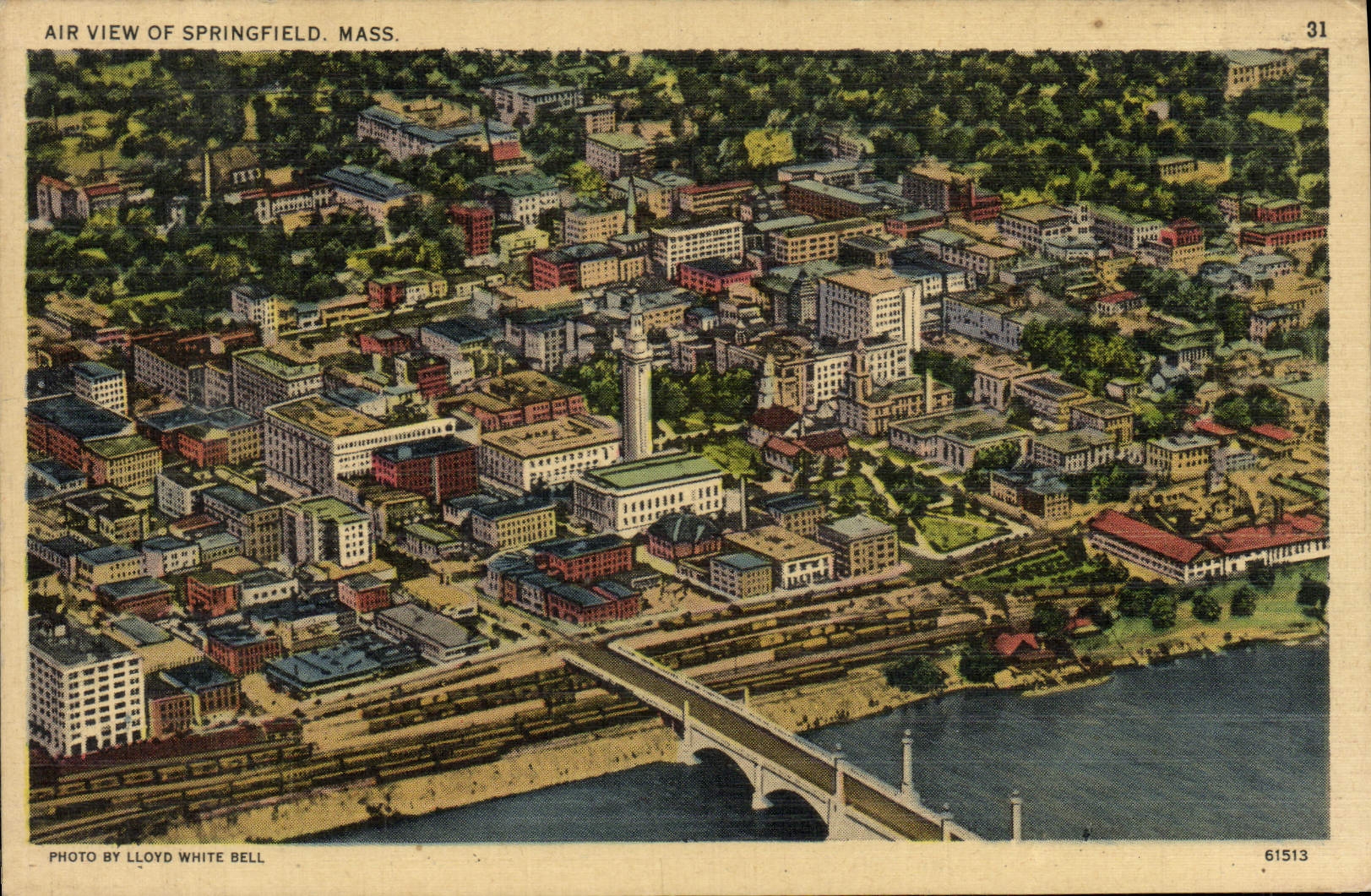 VINTAGE POSTCARD Air view off Springfield Farmhouse
