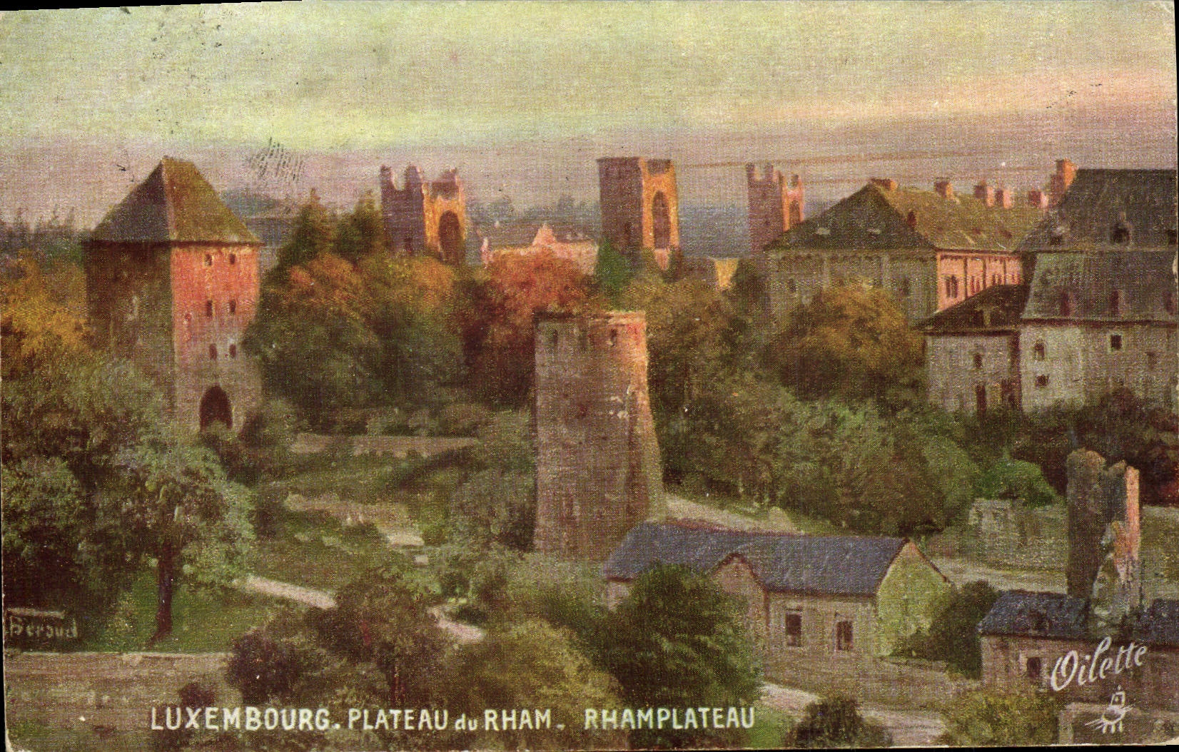 VINTAGE POSTCARD Luxembourg Plate of Rham Rhamplateau