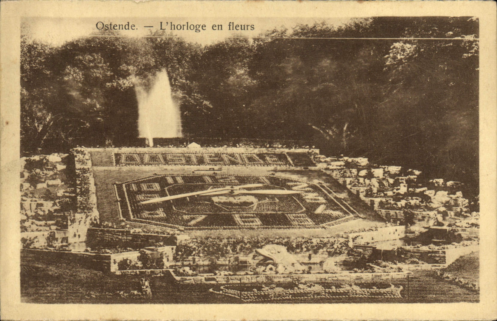 VINTAGE POSTCARD Ostend the Clock in Flowers