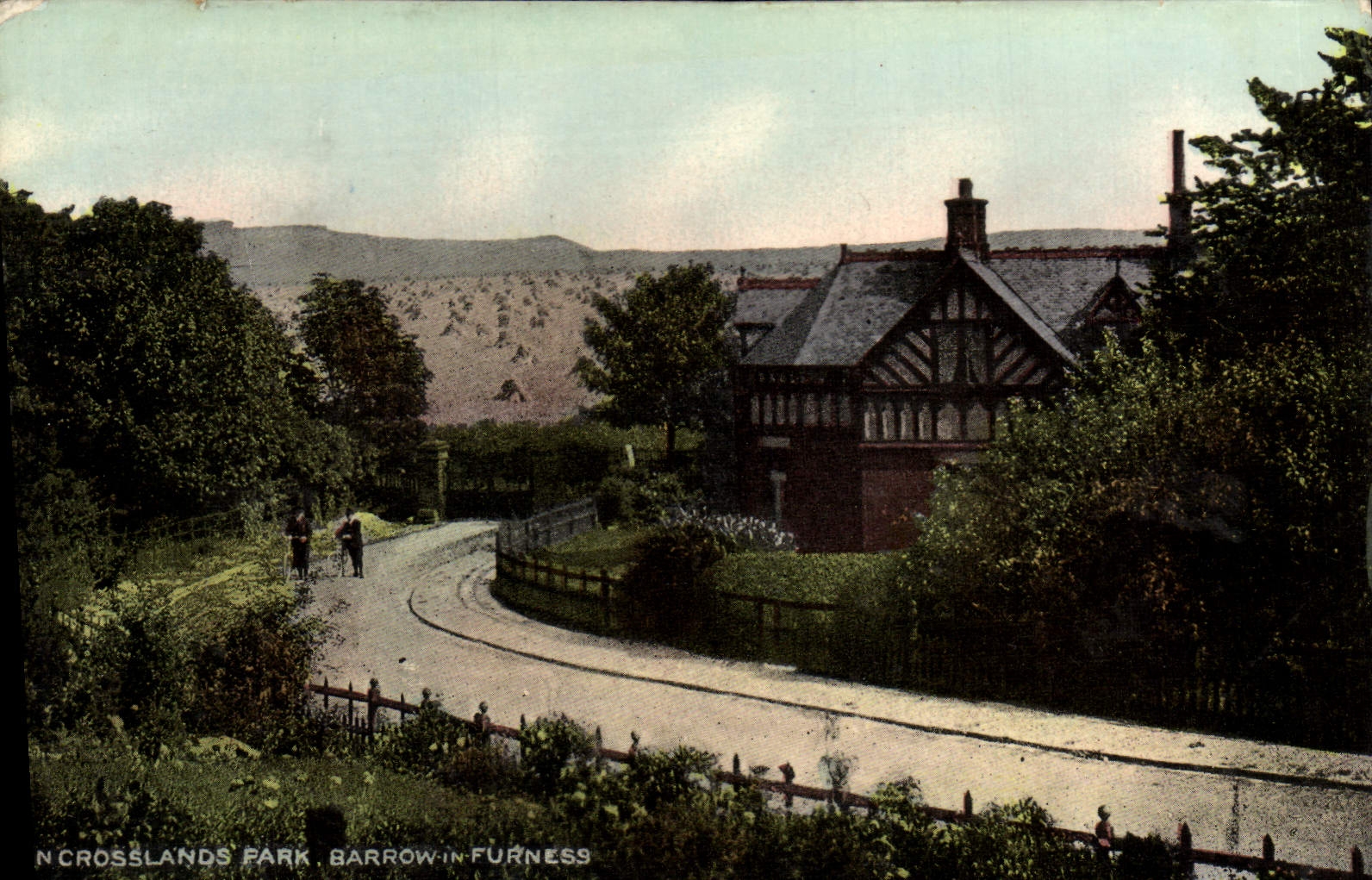 VINTAGE POSTCARD In Crosslands park Barrow in Furness