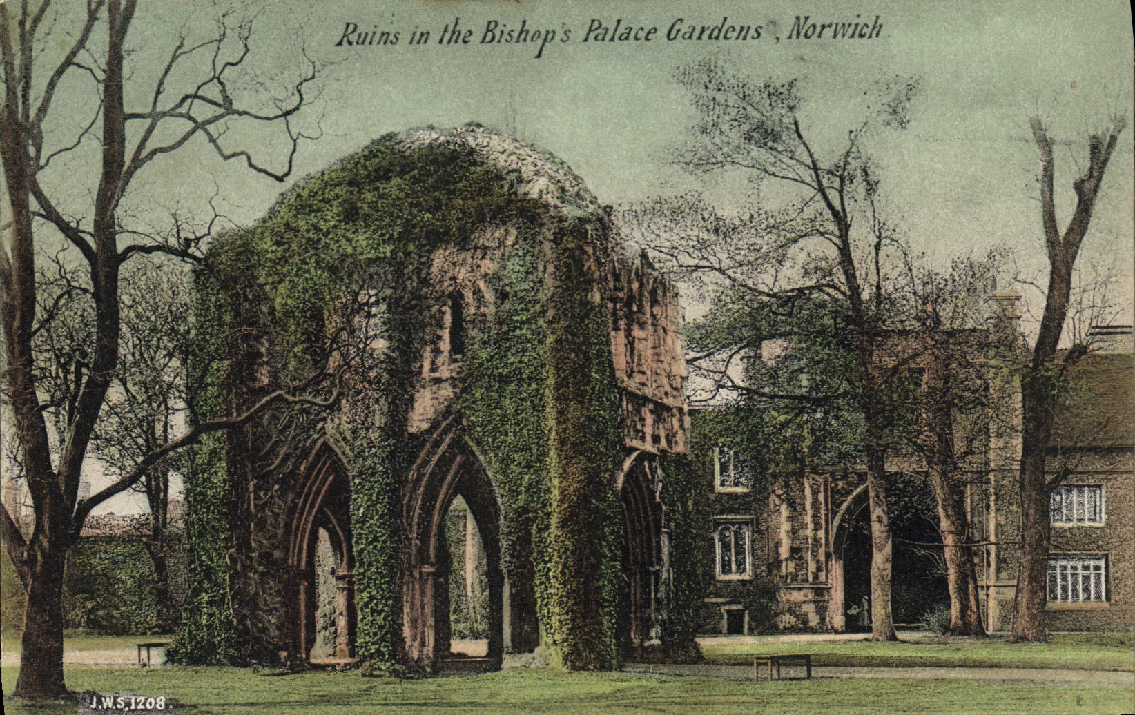 Las ruinas de la POSTAL de la VENDIMIA en el hotel luxe del De de los obispos cultivan un huerto Norwich