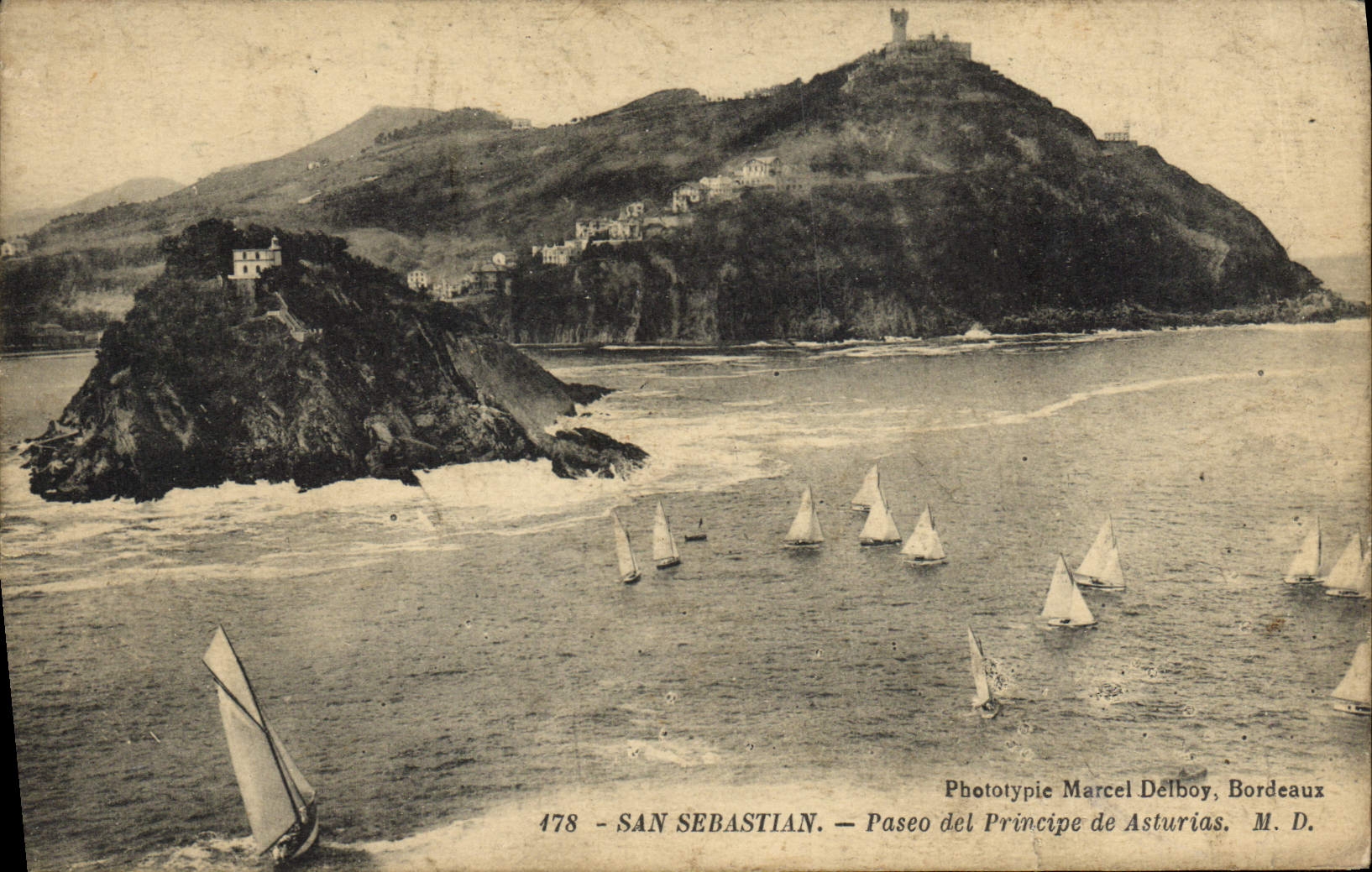 VINTAGE POSTCARD San Sebastian Paseo LED Principle of Asturias