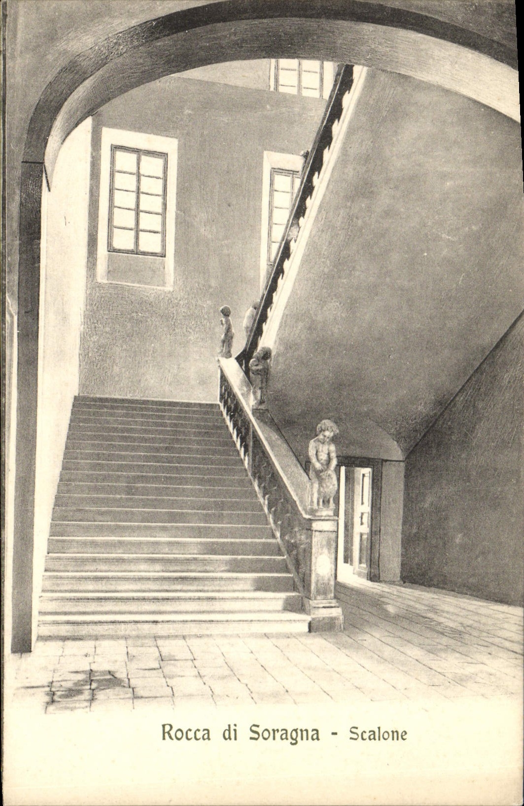 VINTAGE POSTCARD Rocca di Soragna scalone