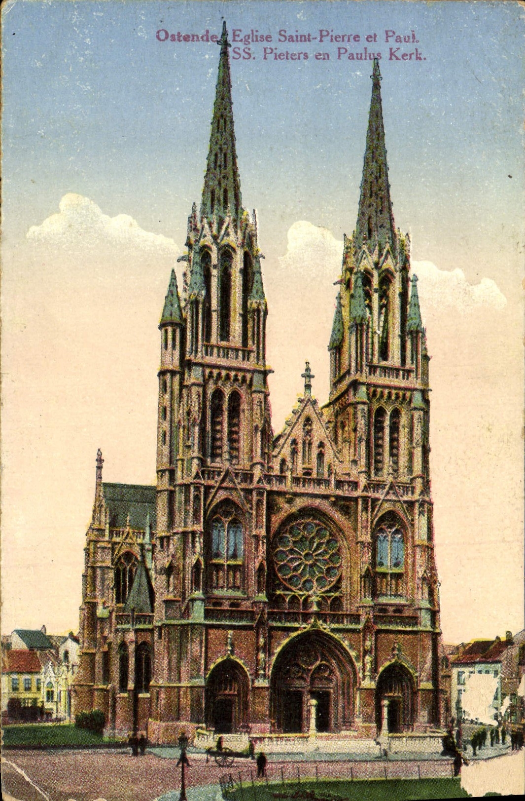 VINTAGE POSTCARD Ostend Church Pierre saint and Paul