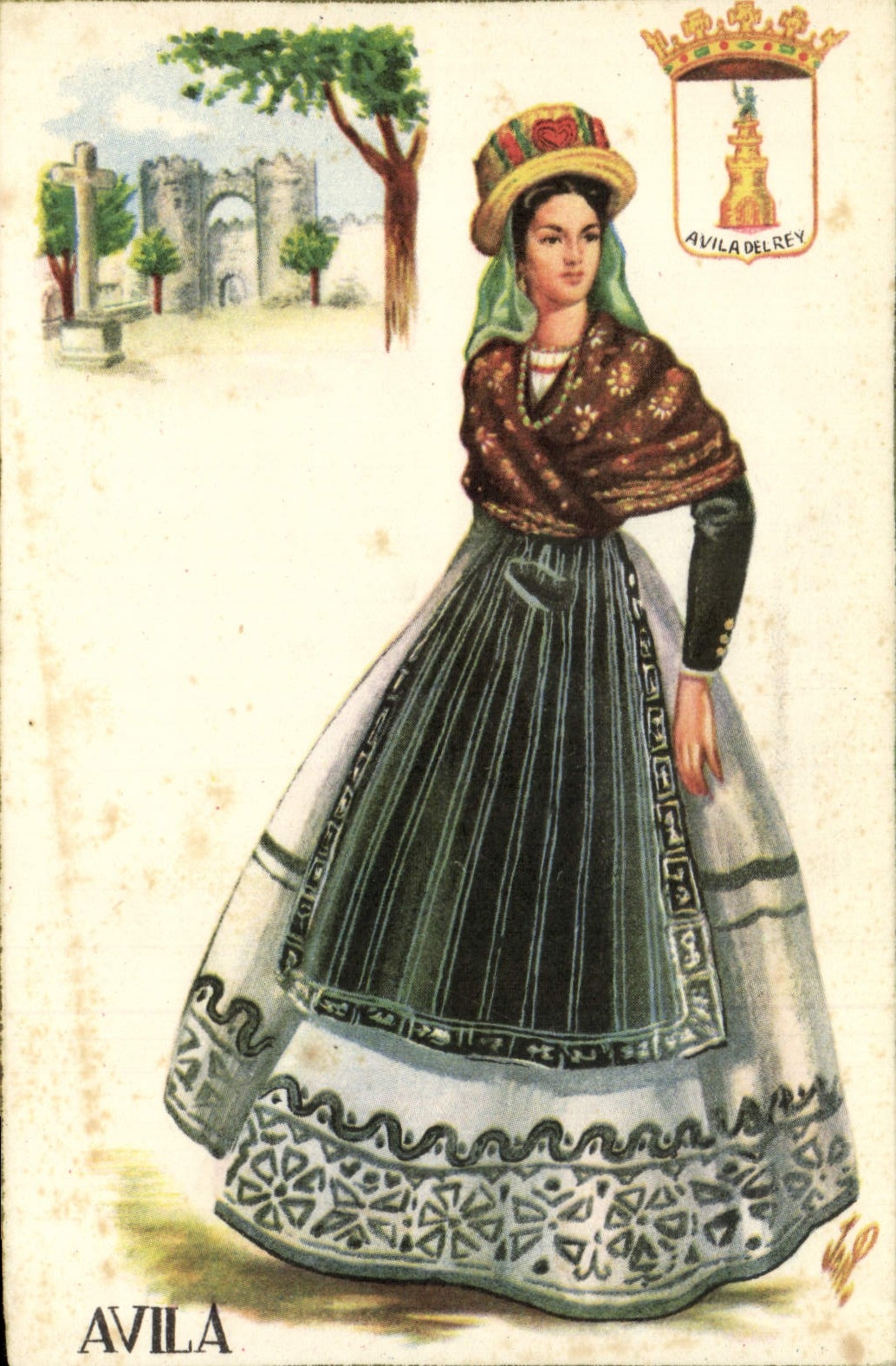 VINTAGE POSTCARD Woman Spain Avila Folklore