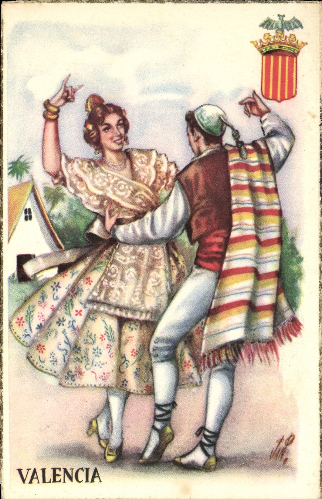VINTAGE POSTCARD Valencia Folklore Dances