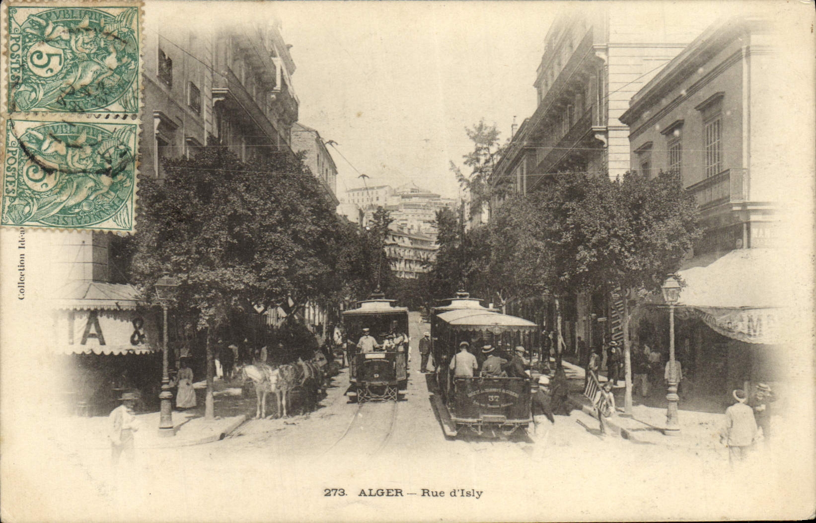 CPA Alger Rue D'Isly Tramway