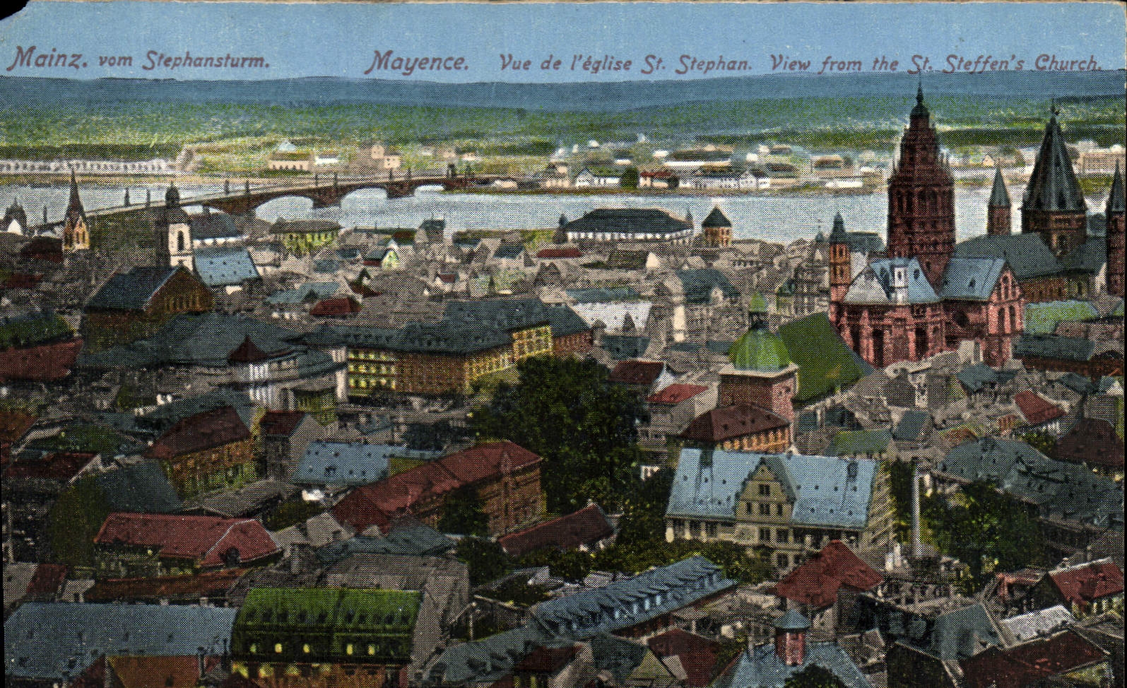 POSTAL Maguncia Vem Stephansturm de la VENDIMIA