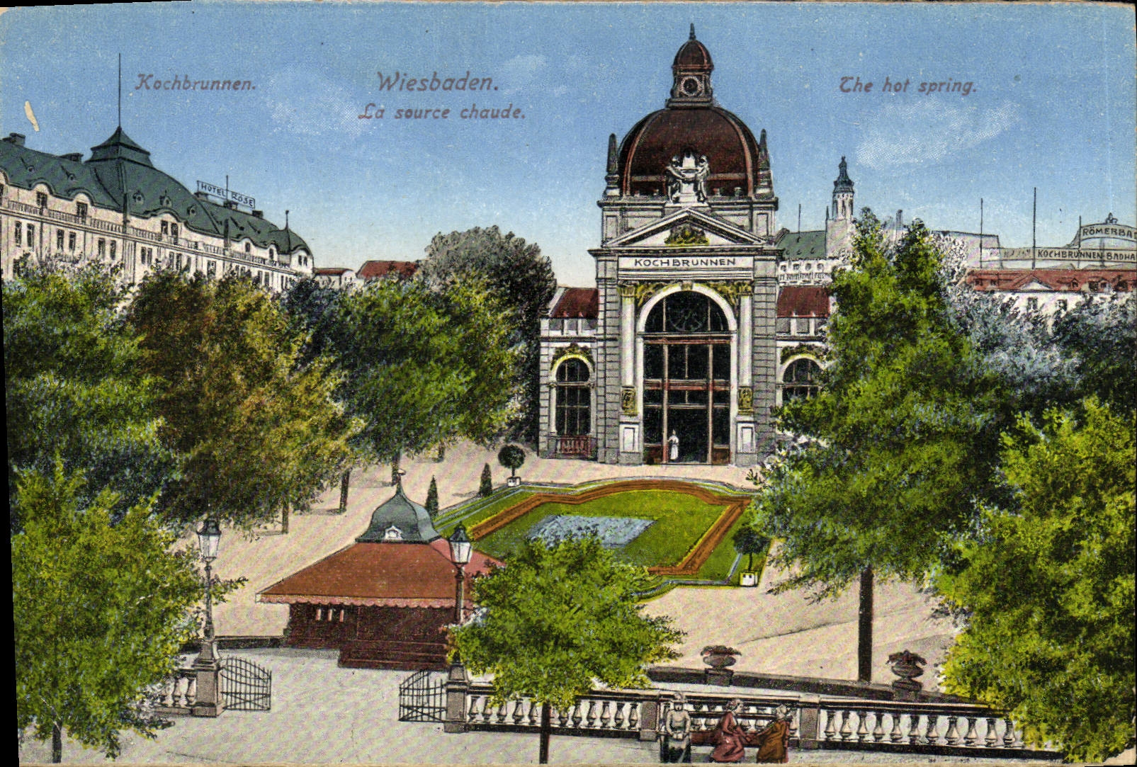 POSTAL Wiesbaden de la VENDIMIA la fuente caliente