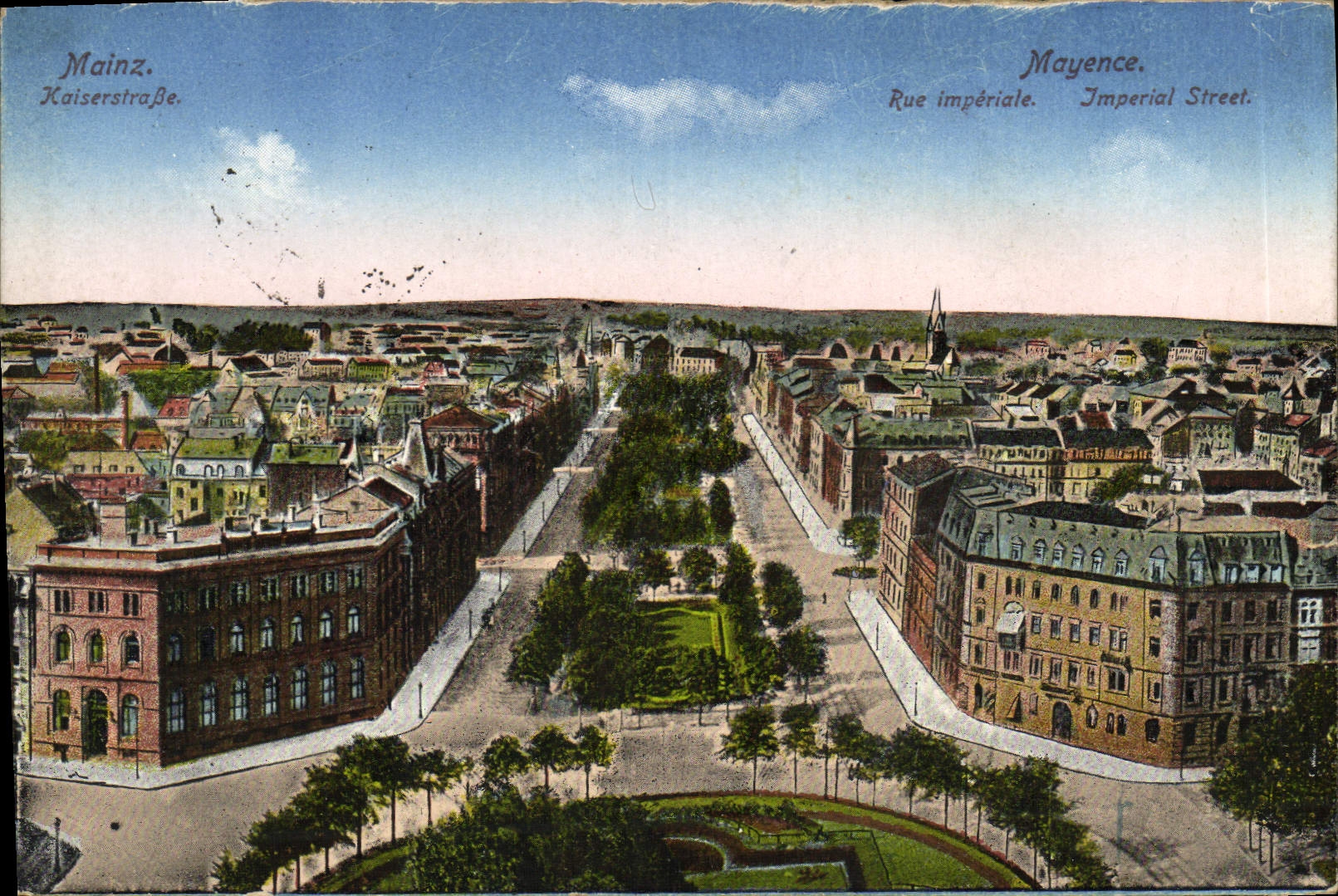 VINTAGE POSTCARD Mainz Kaiserstrasse