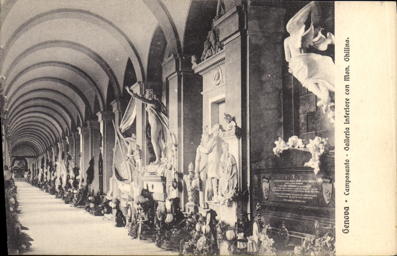 VINTAGE POSTCARD Genova Camposantio Galleria Idiot My Ghilino