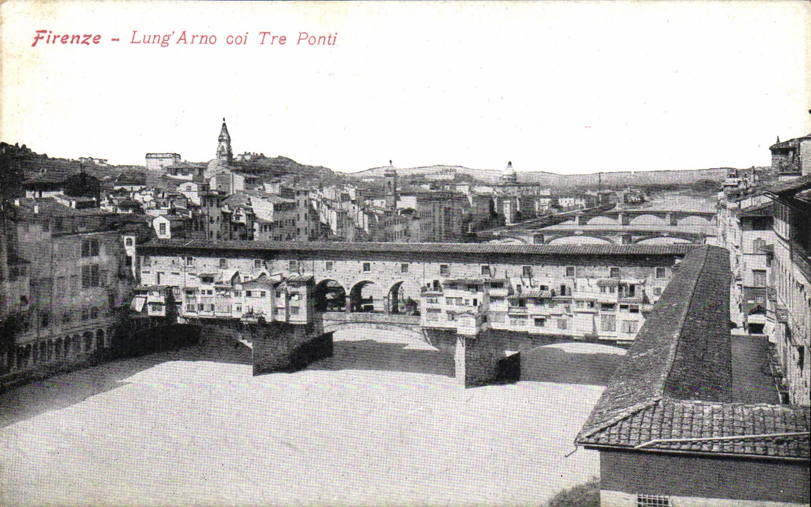 Collar Tre Ponti de Arno del pulmón de Firenze de la POSTAL de la VENDIMIA