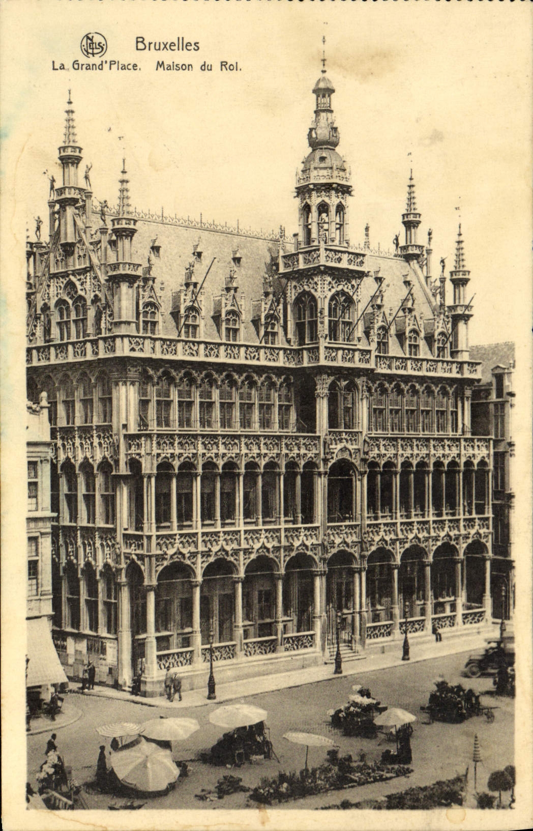 La POSTAL Bruselas de la VENDIMIA la grande coloca la casa del rey