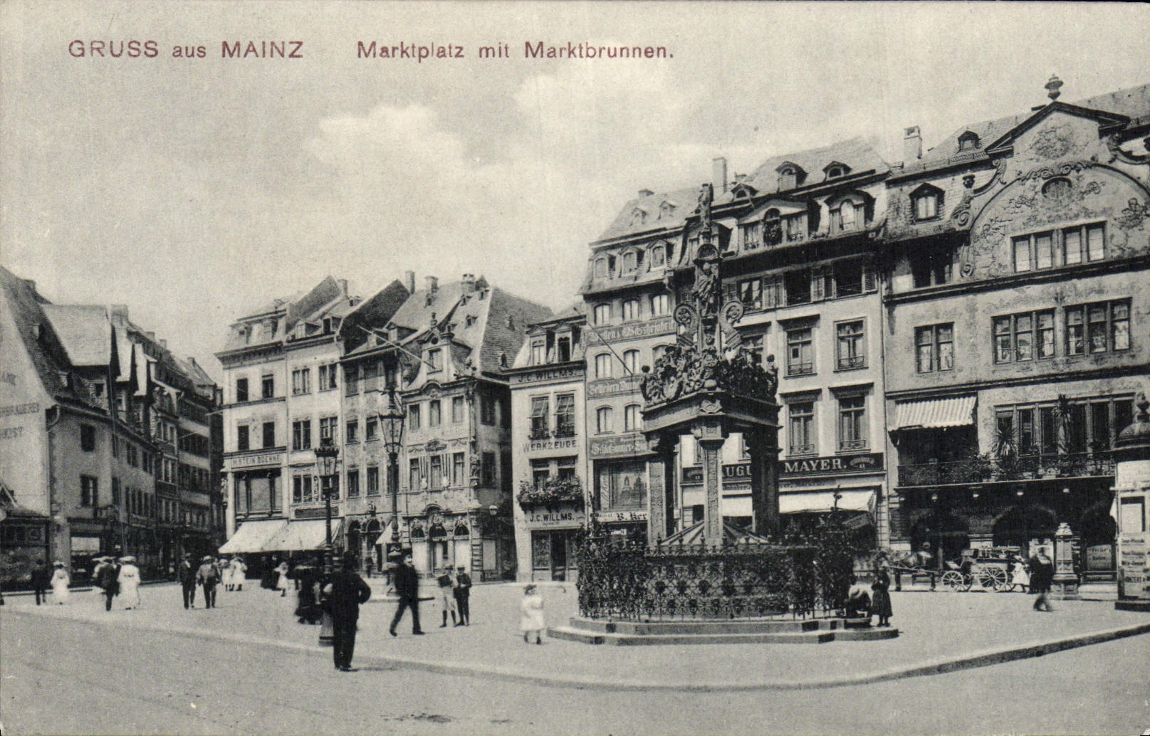 VINTAGE POSTCARD Gruss Aus Mainz Marktplatz MIT Markitbrunnen
