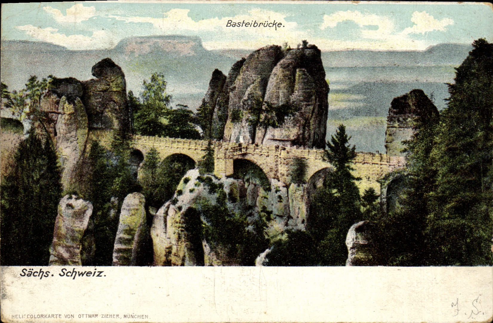 VINTAGE POSTCARD Basteibrucke Sachs Schweiz