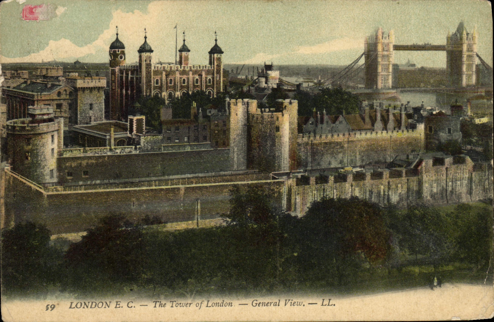 POSTAL Londres de la VENDIMIA la torre de la opinión general de Londres