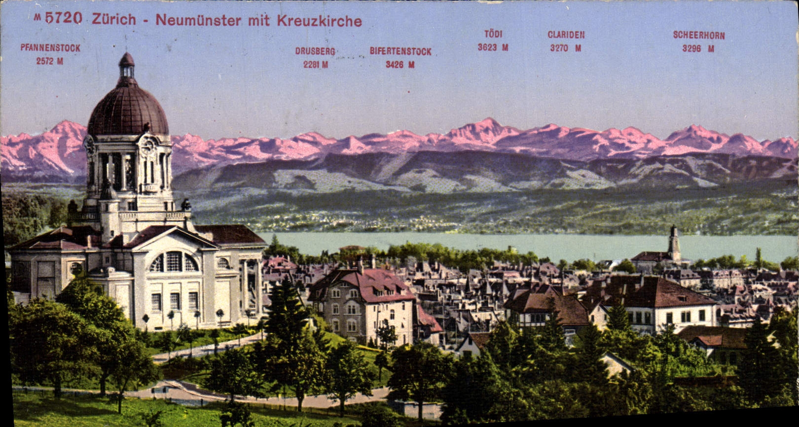 VINTAGE POSTCARD Zurich Neumunster MIT Kreuzkirche