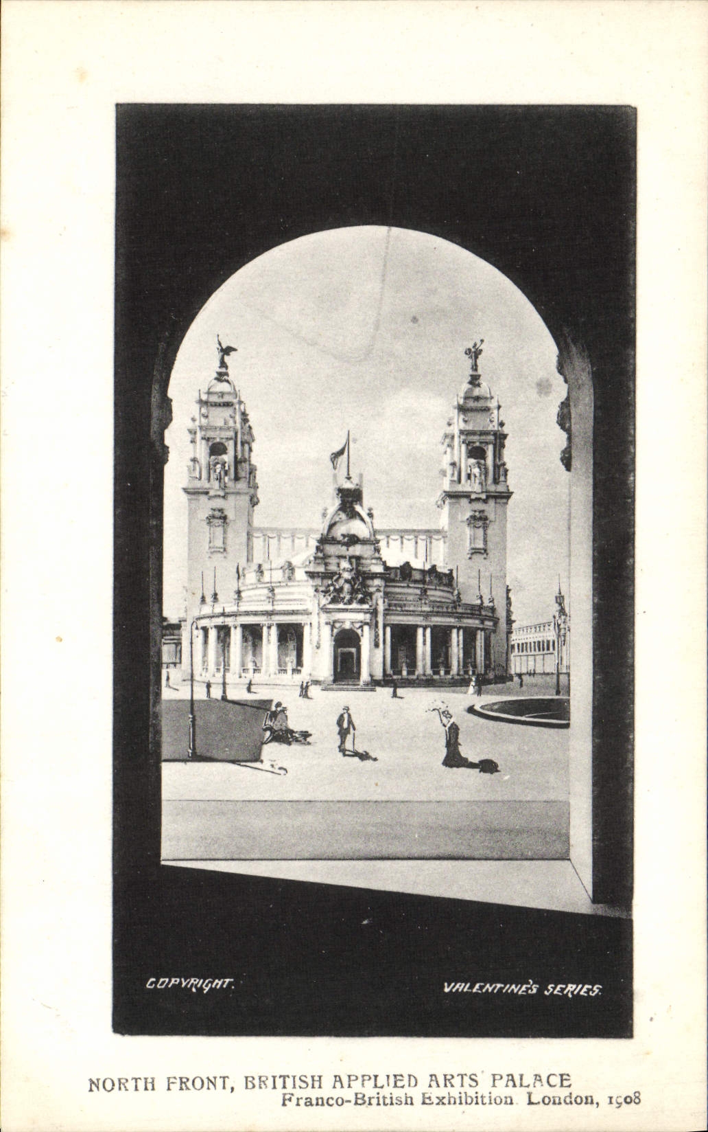 Exposición británica libre Londres 1908 de la cara de la POSTAL de la VENDIMIA de los artes aplicados del hotel luxe británico del norte del De