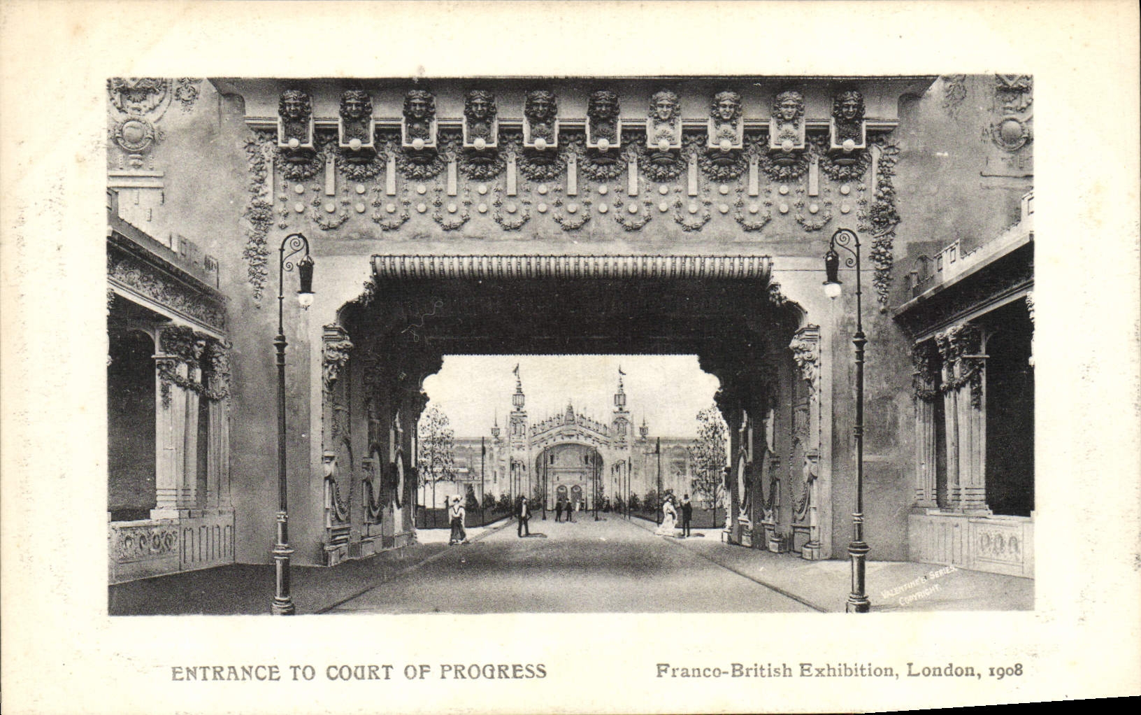 Fan-in de la POSTAL de la VENDIMIA a la corte de la exposición británica libre Londres 1908 del progreso