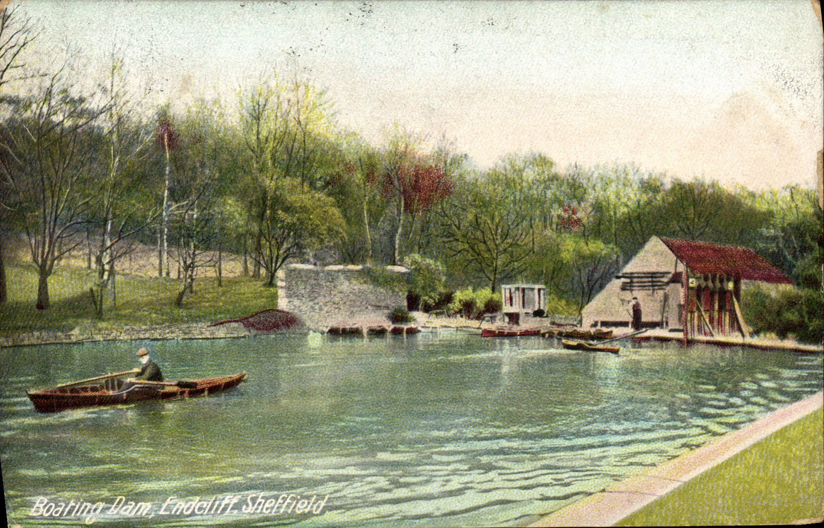 VINTAGE POSTCARD Boating Prejudice Endcliff Sheffield