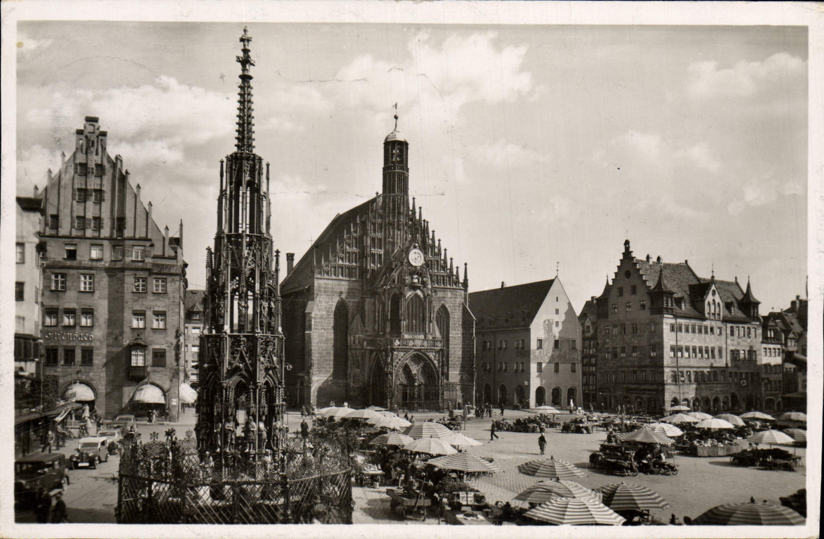 CPA Nurnberg Adolf Hitler Platz Der Schone Brunnen Mit Frauenkirche