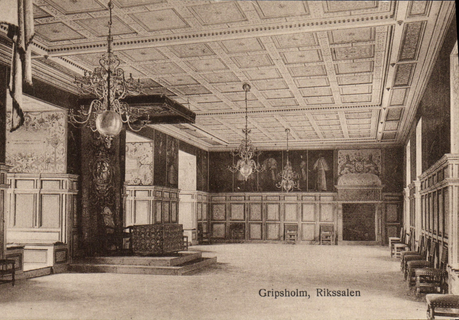 VINTAGE POSTCARD Gripsholm Rikssalen