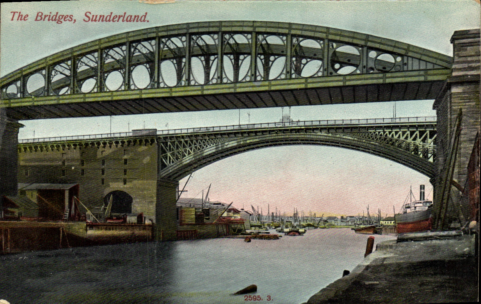 VINTAGE POSTCARD The Sunderland Bridges