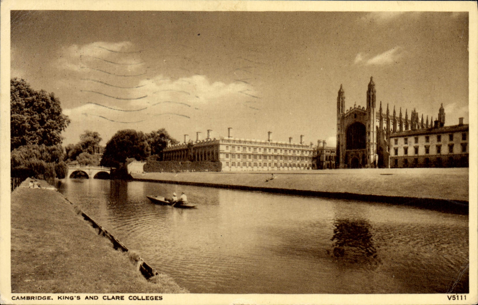 POSTAL Cambridge King S de la VENDIMIA y universidades de Clare