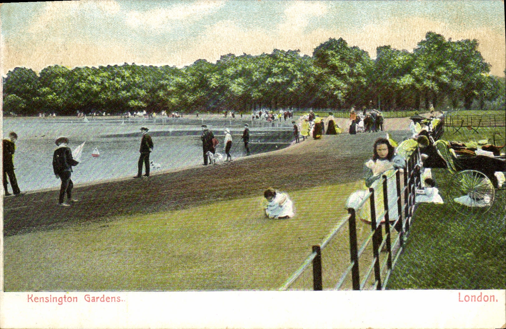 Jardines Londres de Kensington de la POSTAL de la VENDIMIA