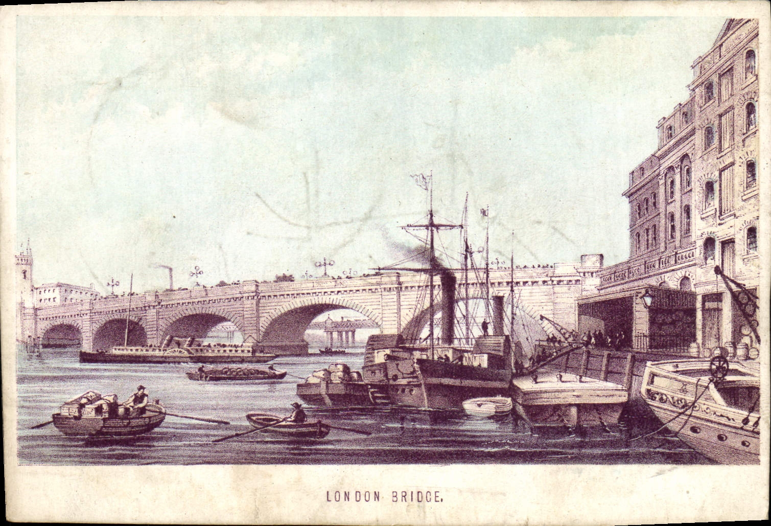 Barcos del puente de Londres de la POSTAL de la VENDIMIA