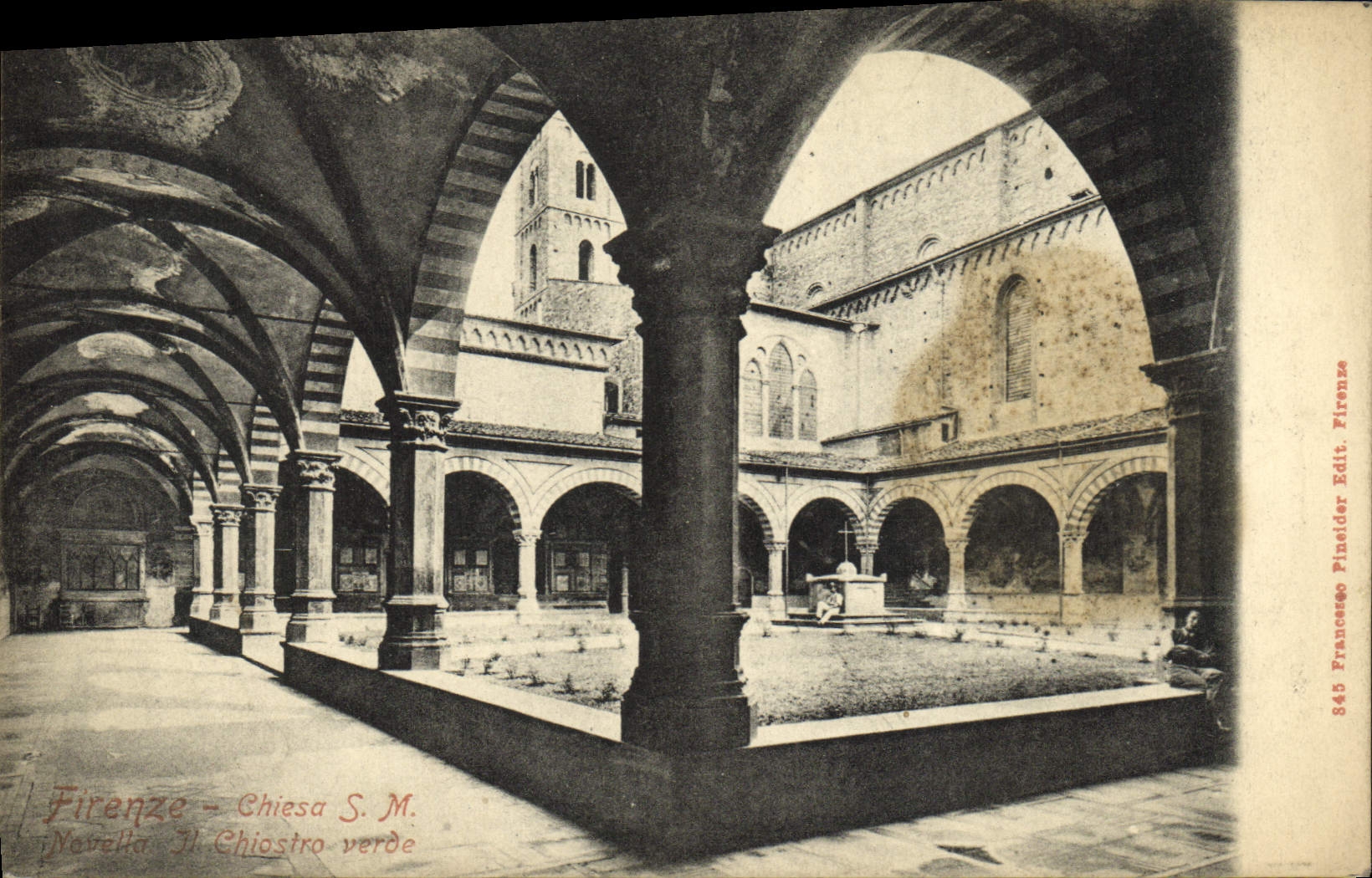 Novela corta de Firenze Chiesa SM de la POSTAL de la VENDIMIA él verde de Chiostro