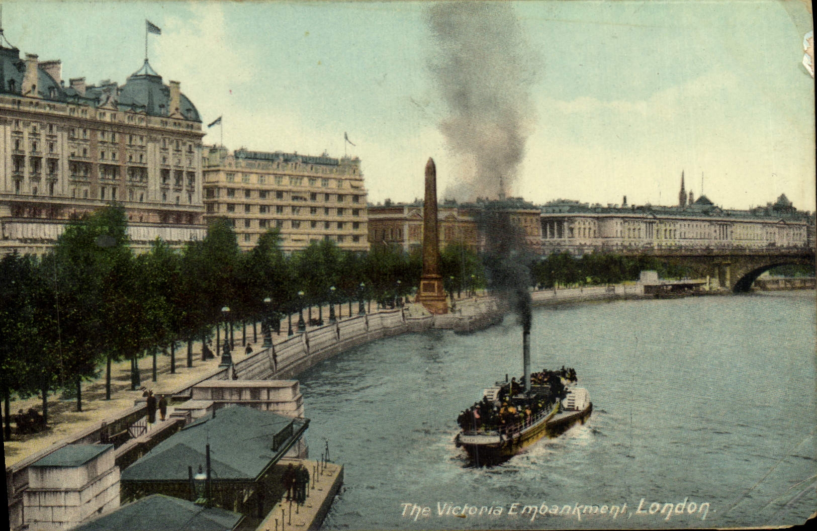 POSTAL de la VENDIMIA el terraplén Londres de Victoria